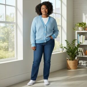 G by Giuliana Cardigan Women XS Blue Bee Button Textured Knit Cotton Whimsical